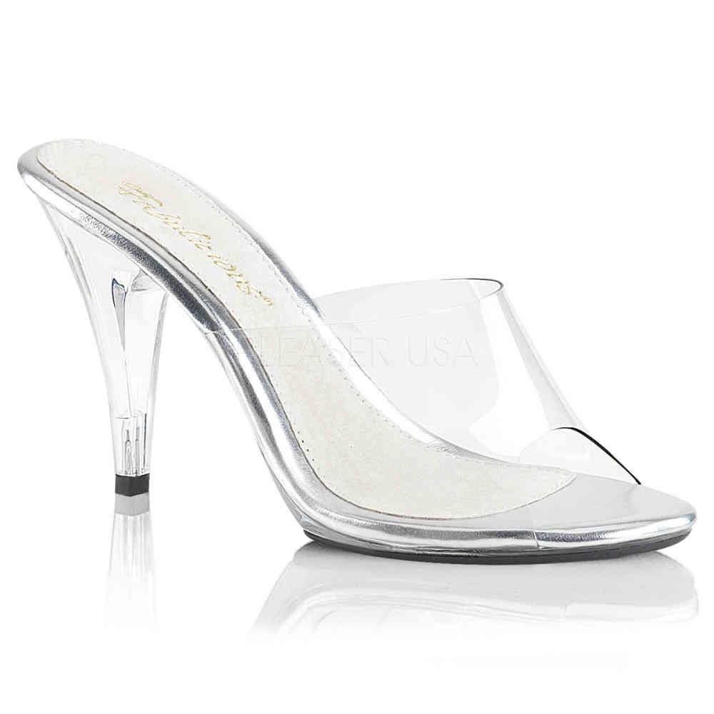 Fabulicious - CARESS401 Mules with heel - Transparent/Silver coloured Product image